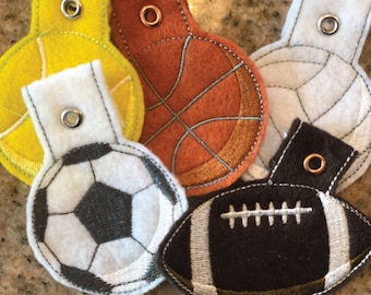 In The Hoop Sport Ball Key Fobs Embroidery Designs, 6 Included, Machine Embroidery, Brother PES DST & All Popular Formats, Instant Download