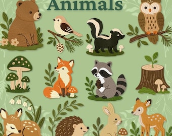 Woodland Cute Animals Embroidery Designs, 12 Included, Machine Embroidery, Brother PES DST & All Popular Formats, Instant Download