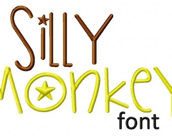 INSTANT DOWNLOAD Silly Monkey Machine Embroidery Font Set Includes 3 Sizes