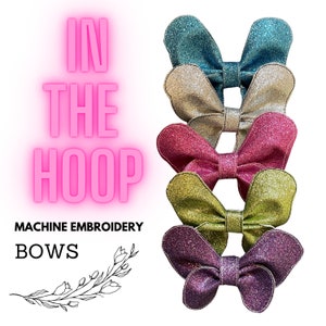 In The Hoop Basic Bow, Machine Embroidery Designs, Hair Bow, Easy In The Hoop, ITH, Digital File, PES, VP3+ More Formats, Instant Download