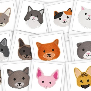 Puede incluir: Un conjunto de 10 diseños de bordado diferentes de caras de gatos. Los diseños presentan varias razas y colores de gatos, incluyendo un gato atigrado gris, un gato calico, un gato blanco, un gato jengibre, un gato siamés y un gato blanco y negro.