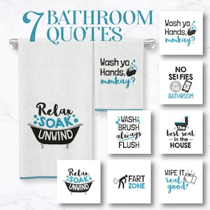 Bathroom Quotes Embroidery Designs, 7 Included, Machine Embroidery, Brother PES DST & All Popular Formats, Instant Download