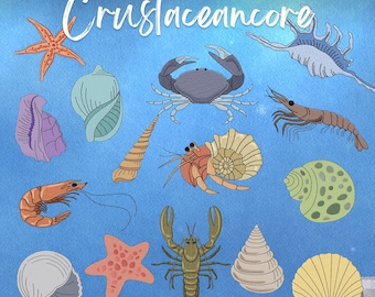 Crustaceancore Embroidery Designs, 15 Sea Creature Designs Included, Machine Embroidery, Brother PES DST & All Formats, Instant Download