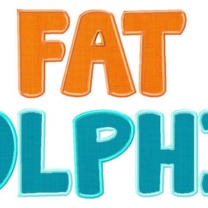 INSTANT DOWNLOAD Fat Dolphin Machine Applique Embroidery Font Set Includes 3 Sizes