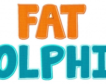 INSTANT DOWNLOAD Fat Dolphin Machine Applique Embroidery Font Set Includes 3 Sizes