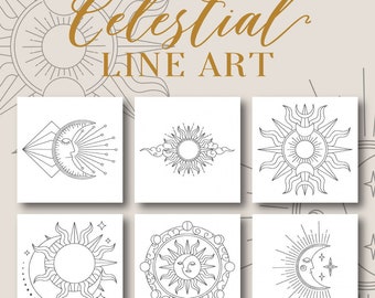Celestial Line Arts Wzory Haftu, 6 W Zestawie, Haft Maszynowy, Brother PES DST i Wszystkie Popularne Formaty, Natychmiastowe Pobieranie