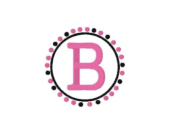 INSTANT DOWNLOAD Pink and Black Dots Frame Monogramming Set with BONUS Subfont Machine Embroidery Font