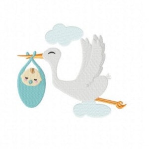 Stork Delivery Embroidery Design, Machine Embroidery, Brother PES DST & All Popular Formats, Instant Download image 1