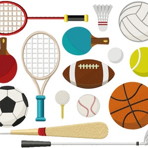 Sports Pack Embroidery Designs, 14 Included, Machine Embroidery, Brother PES DST & All Popular Formats, Instant Download