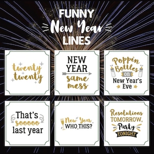 Funny New Year Lines Embroidery Designs, 6 Included, Machine Embroidery, Brother PES DST & All Popular Formats Instant Download