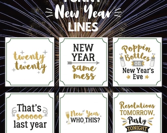 Funny New Year Lines Embroidery Designs, 6 Included, Machine Embroidery, Brother PES DST & All Popular Formats Instant Download