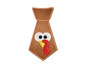 Turkey Tie Applique Embroidery Design, Machine Embroidery, Brother PES DST & All Popular Formats, Instant Download