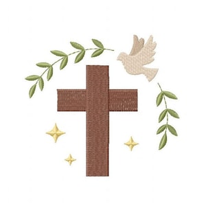 Dove and Cross Wreath Embroidery Design, Machine Embroidery, Brother PES DST & All Popular Formats, Instant Download