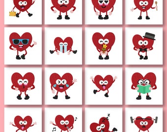 Cute Heart Characters Embroidery Designs, 16 Love and Valentine's Day Designs Included, PES DST & All Popular Formats, Instant Download