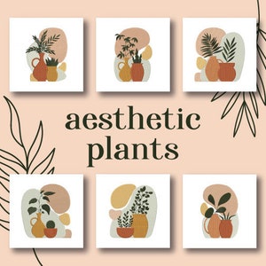 Aesthetic Plants Embroidery Designs, 6 Included, Machine Embroidery, Brother PES DST & All Popular Formats Instant Download