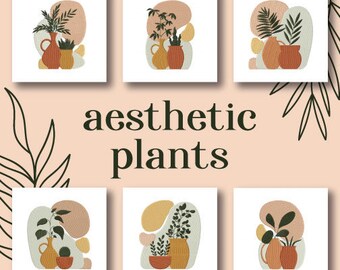 Disegni da ricamo di piante estetiche, 6 inclusi, ricamo a macchina, Brother PES DST e download istantaneo di tutti i formati più diffusi