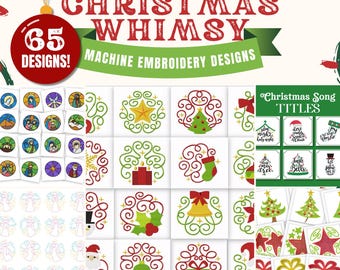Christmas Whimsy Embroidery Designs | 65 Included | Christmas Machine Embroidery | Holiday Designs | PES DST VP3 | Instant Download