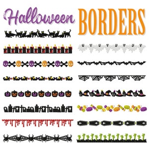 Halloween Bordüren Stickmuster, 15 inklusive, Maschinenstickerei, Brother PES DST & alle gängigen Formate Sofort Download