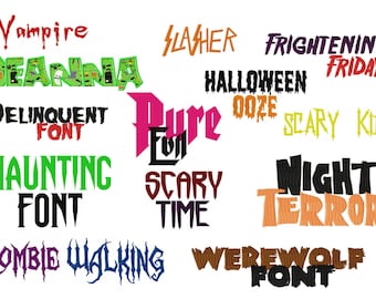 Special Buy 13 Super Spooky Halloween Machine Embroidery Font Sets for the Crazy Low Price of 4.99 in DST