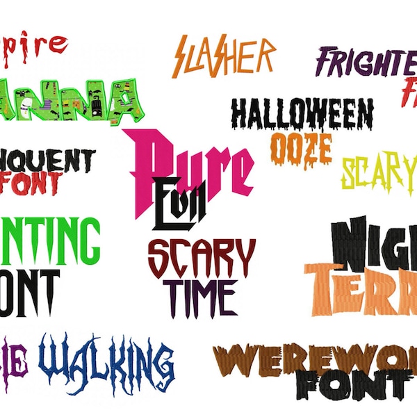 Machine Embriodery Design Special Buy 13 Super Spooky Halloween Font Sets for the Crazy Low Price of 4.99 in BX