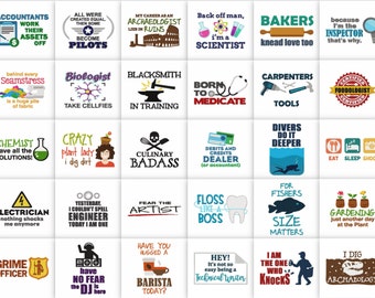 Machine Embroidery Designs 100 Professions Pack Saying and Quotes Pack in DST, Instant Download