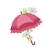 Dainty Floral Pink Umbrella Machine Embroidery Design