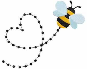 Bee Line Heart Embroidery Design, Brother PES DST & All Popular Formats, Instant Download