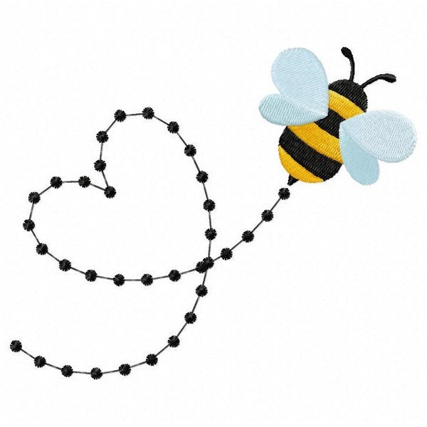 Bee Line Heart Embroidery Design, Brother PES DST & All Popular Formats, Instant Download