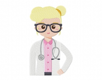 Girl Hospital Doctor Machine Embroidery Design