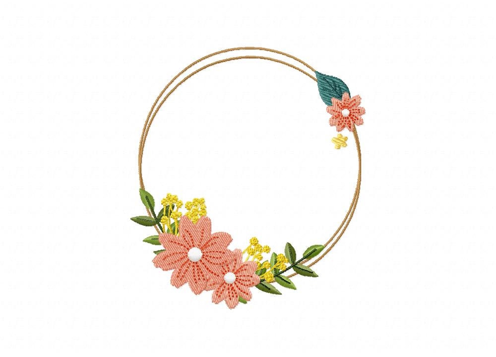 Machine Embroidery Designs Pink Flower Frame in PES VP3 & Etsy UK