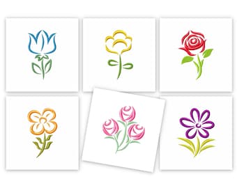 Satin Flowers Embroidery Designs, 6 Included, Machine Embroidery, Brother PES DST & All Popular Formats, Instant Download