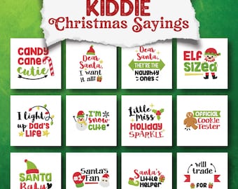 Kiddie Christmas Sayings Embroidery Designs, 12 Included, Machine Embroidery, Brother PES DST & All Popular Formats, Instant Download