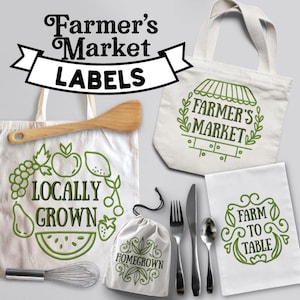 Farmer’s Market Labels Embroidery Designs, 16 Included, Machine Embroidery, Brother PES DST & All Popular Formats Instant Download