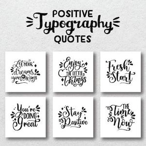 Positive Typography Quotes Embroidery Designs, 6 Included, Machine Embroidery, Brother PES DST & All Popular Formats Instant Download