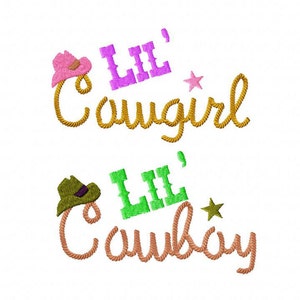 Lil Cowboy and Lil Cowgirl Multi Pack Embroidery Designs, Machine Embroidery, Brother PES, DST & All Popular Formats, Instant Download