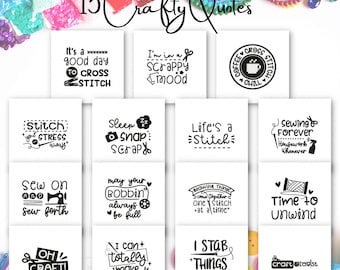 Crafty Quotes Embroidery Designs, 15 Included, Machine Embroidery, Brother PES DST & All Popular Formats, Instant Download