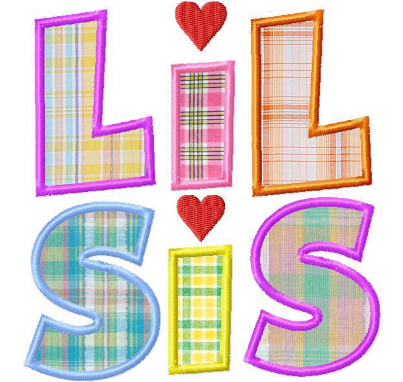 INSTANT DOWNLOAD Lil Sis and Big Sis Multi Pack Machine Applique Embroidery Design image 2