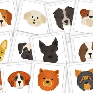 Hunde Gesichter Stickmuster, 24 Enthalten, Maschinenstickerei, Brother PES DST & alle gängigen Formate Sofortiger Download