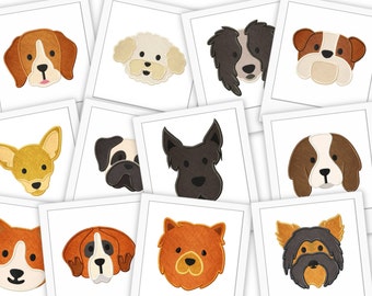 Dog Faces Embroidery Designs, 24 Included, Machine Embroidery, Brother PES DST & All Popular Formats Instant Download