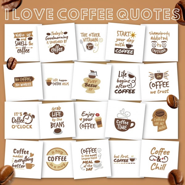 I Love Coffee Quotes Embroidery Designs, 20 Included, Machine Embroidery, Brother PES DST & All Popular Formats, Instant Download