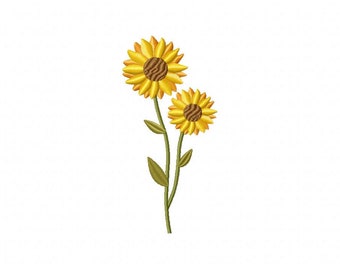 Two Sunflower Embroidery Design, Machine Embroidery, Brother PES, DST & All Popular Formats, Instant Download