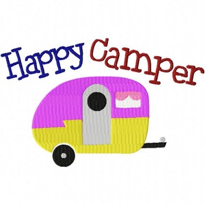 Happy Camper Embroidery Design, Machine Embroidery, Brother PES, DST & All Popular Formats, Instant Download