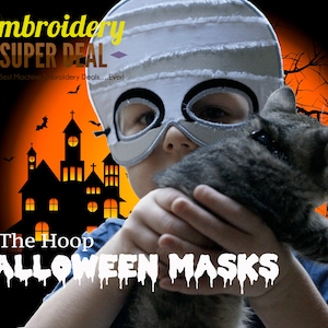 In The Hoop Halloween Masks Embroidery Designs, 10 Included, Machine Embroidery, Brother PES DST & All Popular Formats Instant Download