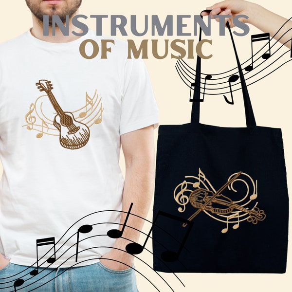 Instruments of Music Embroidery Designs, 15 Included, Machine Embroidery, Brother PES DST & All Popular Formats, Instant Download