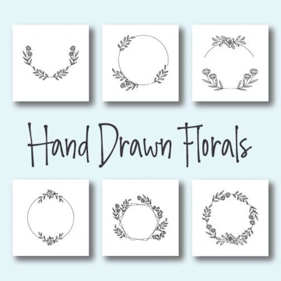 Hand Drawn Florals Embroidery Designs, 6 Included, Machine Embroidery, Brother PES DST & All Popular Formats Instant Download