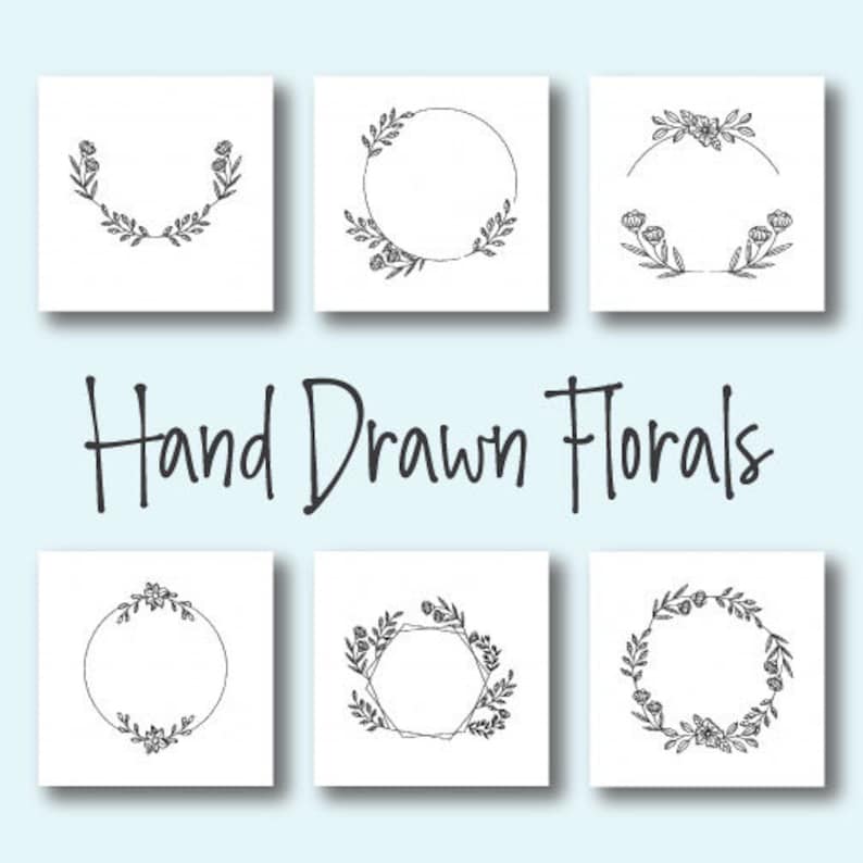 Pu&ograve; includere: Set di sei ghirlande floreali disegnate a mano in bianco e nero. Le ghirlande sono semplici ed eleganti, perfette per aggiungere un tocco di natura a qualsiasi progetto di design.