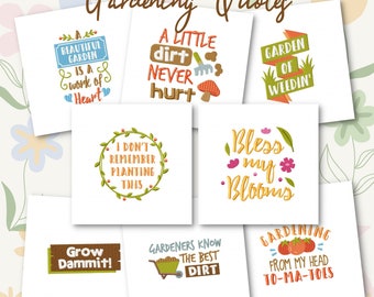 Gardening Quotes Embroidery Designs, Machine Embroidery, PES, All Popular Formats, 8 Gardening Quotes Pack, Instant Download