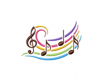 Colorful Music 3 Embroidery Design, Brother PES, DST & All Popular Formats, Instant Download