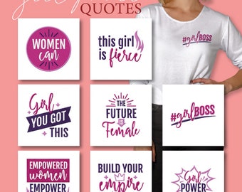 Girl Power Quotes borduurontwerpen, 8 inbegrepen, machineborduurwerk, Brother PES DST en alle populaire formaten direct downloaden