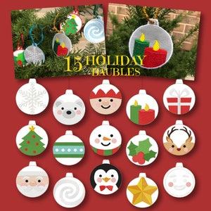 In The Hoop Holiday Christmas Ornaments Embroidery Designs, 15 Included, Brother PES DST & All Popular Formats, Instant Download